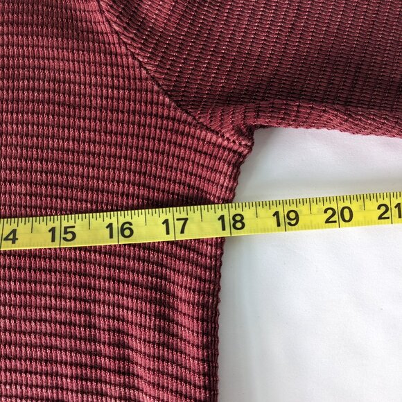 ABLE Thermal Maroon Waffle Knit Long Sleeve Dress Size Crochet Lace Boho Size M - Picture 7 of 10